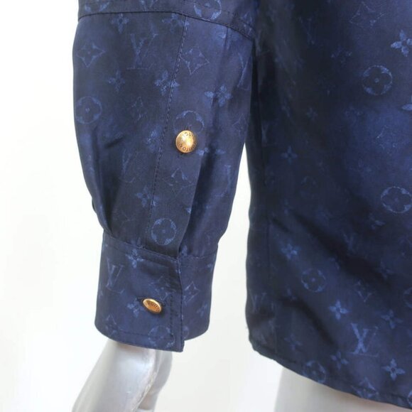 Louis Vuitton Monogram Cloud Masculine Shirt Navy Printed Silk Size 38 - Picture 7 of 8